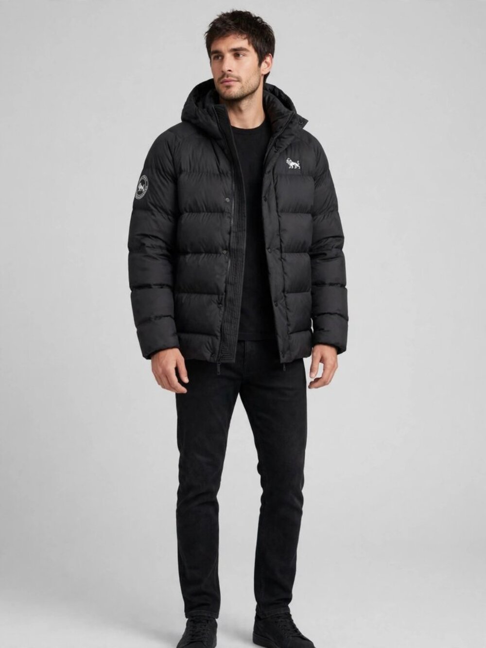 lululemon Tony Robbins Mens Black Hooded Puffer Jacket XL